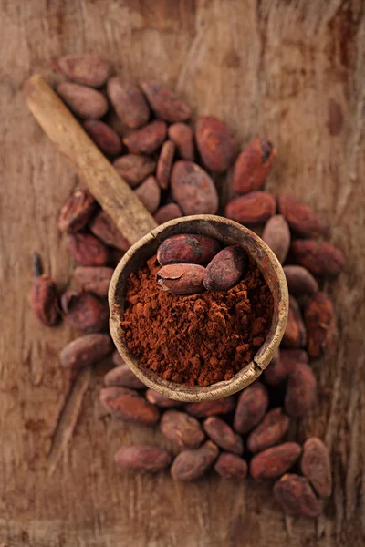 Kakao w proszku w łyżka — Zdjęcie stockowe