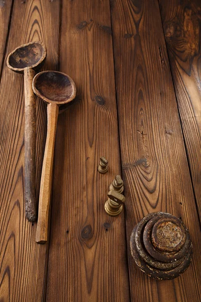 Colheres de madeira antigas — Fotografia de Stock