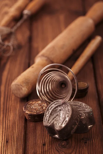 Retro kuchyň cookie ostatní formy nádobí — Stock fotografie