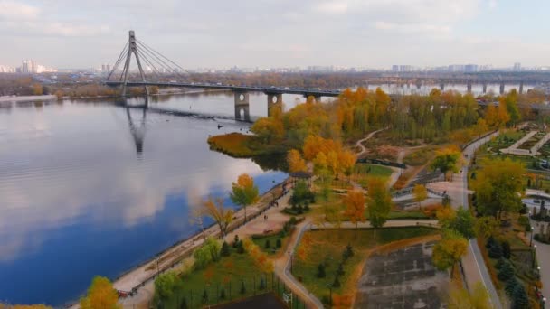 Kyjevské Město Pohled Severní Most Dněpru 2021 — Stock video