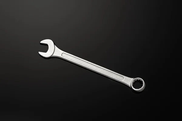 Steel Wrench Isolated Black Background — Stock Photo, Image