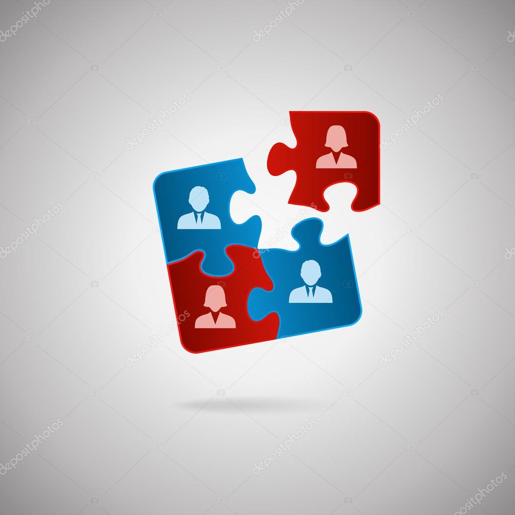 Business team, human resources cooperation, connection and unity concepts. Good team fit together like puzzle pieces. Employment agency logo