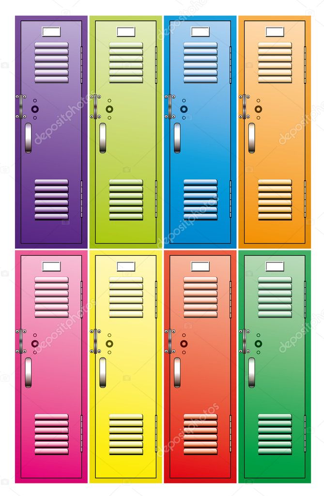 Conjunto de vectores de armarios escolares de metal Imagen Vectorial de