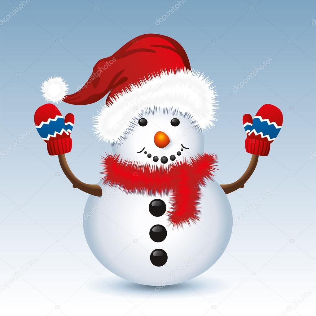 ベクトルのクリスマス雪だるまサンタ帽子と手袋 ストックベクター C Dmstudio