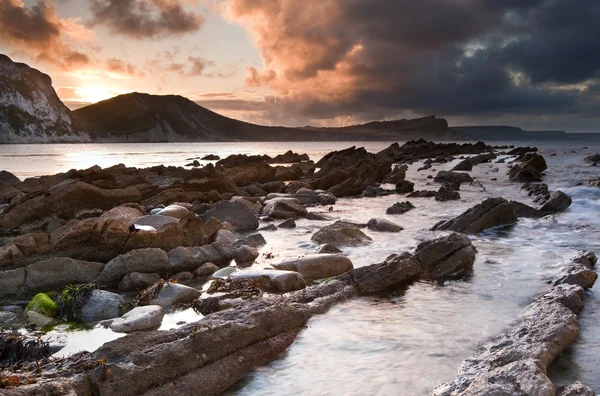 Sunrise paysage océanique Mupe Bay Jurassic Coast Angleterre — Photo