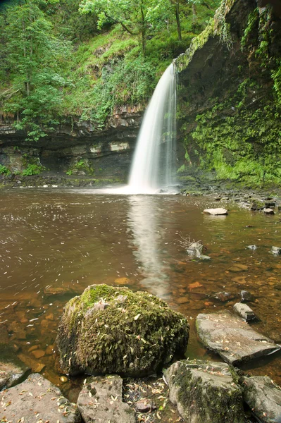 Beautiful woodland stream and waterfall in Summer — Stock Photo, Image