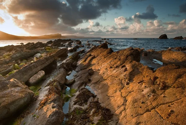 Sunrise ocean landscape Mupe Bay Jurassic Coast Inghilterra — Foto Stock