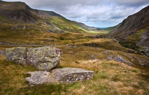 Widok z góry snowdon carneddau górski podczas — Zdjęcie stockowe