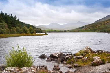 View of Snowdon from Llyn Mymbyr in Snowdonia National Park clipart