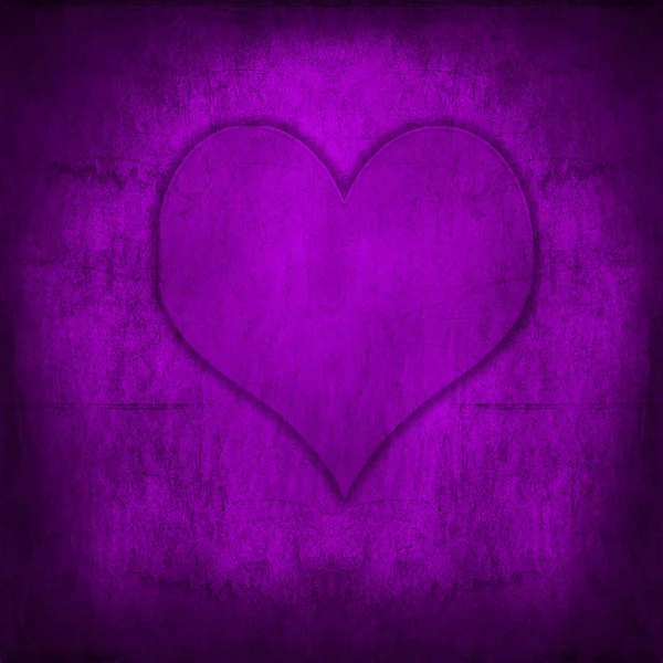 Saint Valentin amour coeur rétro grunge fond violet — Photo