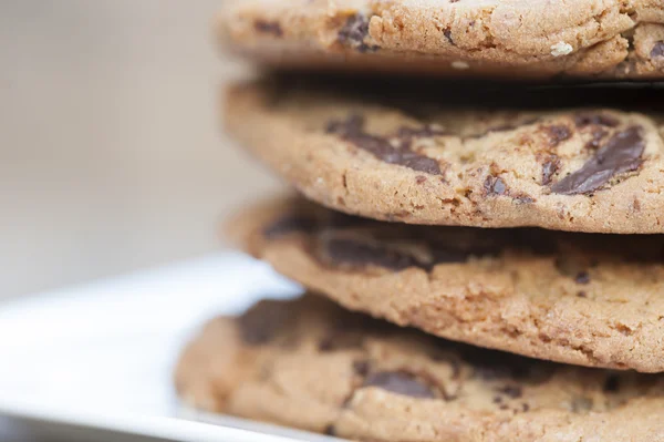 Close up of hand baked chocolate chip cookies — Stock Photo, Image