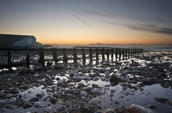 Low tide sunrise at Seven Sisters — Stock Photo, Image