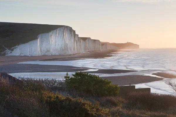 Seven Sisters sunrsie viewed from Seaford Head — Stock Photo, Image