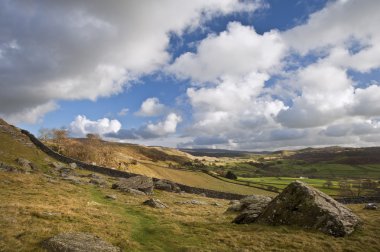 Moughton Scar and Wharfe Dale viewed from Norber Erratics in Yor clipart