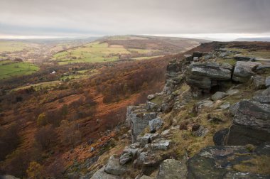 baslow's edge peak District arka planda doğru curbar birlikte görüntüleme
