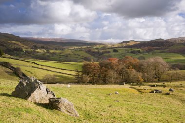 View of Wharfe Dale from Norber Erratics in Yorkshire Dales Nati clipart