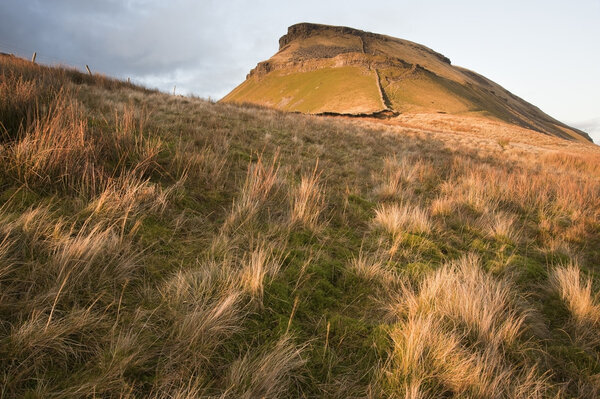 Pen-y-Ghent in low sunlight in Yorkshire Dales National Park
