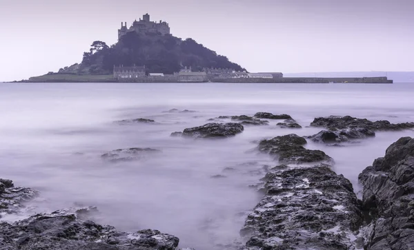 St Michael's Mount Bay Marazion przed świtem długich ekspozycji — Zdjęcie stockowe