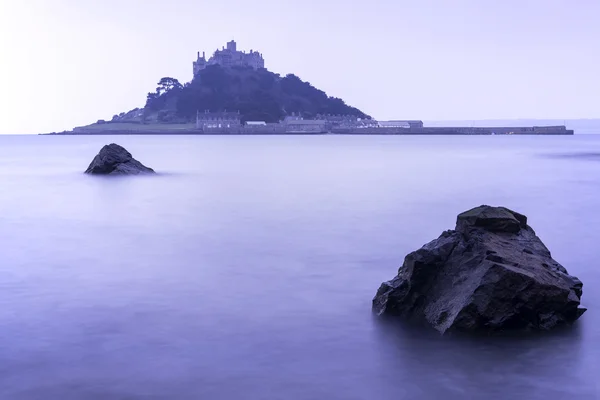 夕暮れコーンウォール イギリス St Michael マウント ベイ マラジオン長時間露光風景 — ストック写真