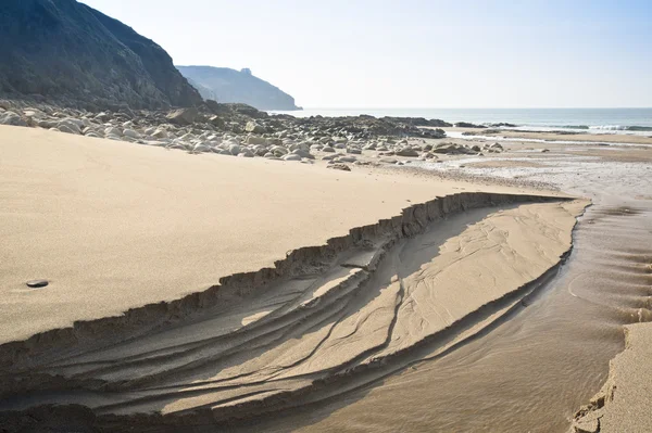 Расширение золотого пляжа в Песках Корнуолл Англия — стоковое фото