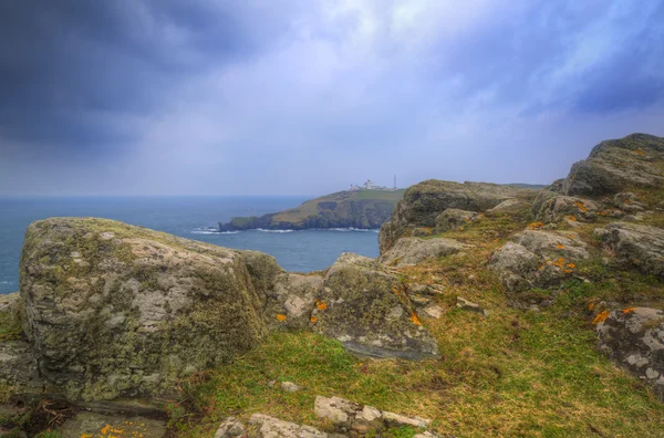 Lizard point a maják, nejjižnější bod v Británii — Stock fotografie