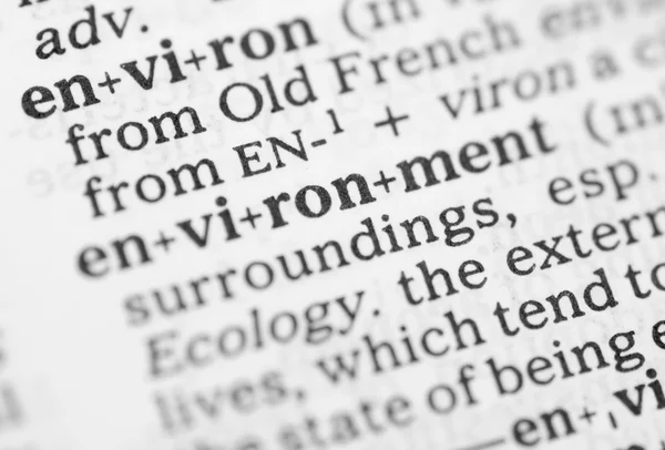 Makro obraz słownikowej definicji środowiska — Zdjęcie stockowe