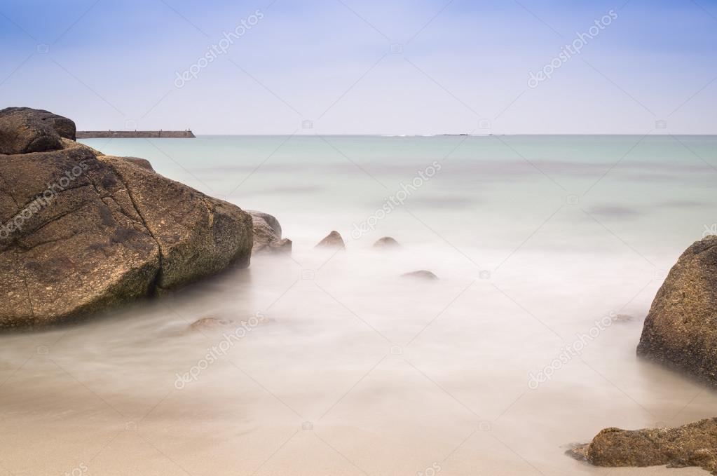 Sennen Cove beach before sunset in Cornwall England