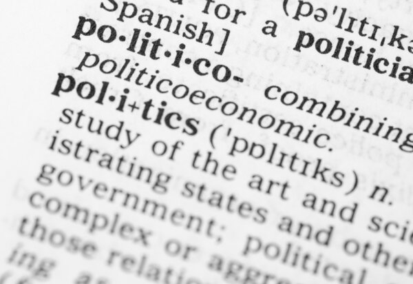 Macro image of dictionary definition of politics