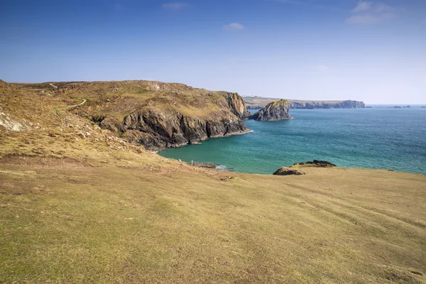 View from cliff tops across Kynance Cove — Stock Photo, Image