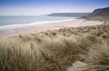 Sennen cove beach ve kum tepeleri