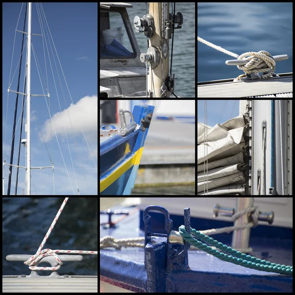Detailaufnahme Collage von Yacht-Segelbooten — Stockfoto