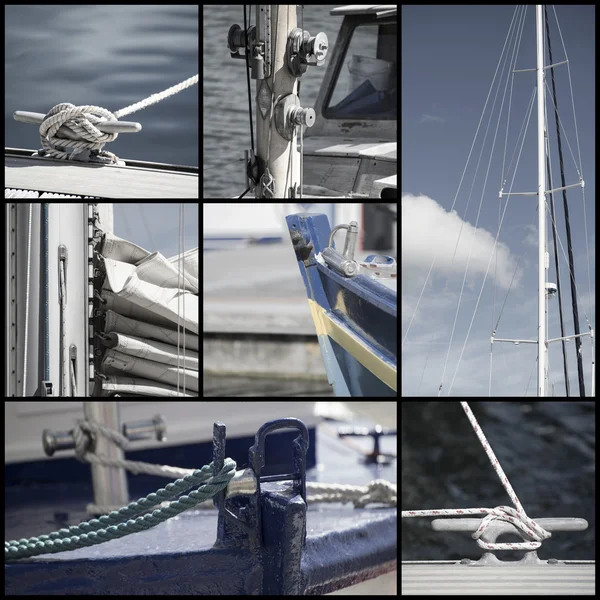 Retro-look samling av yacht segelbåt Detaljer — Stockfoto