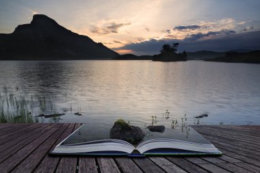 yaratıcı kavramı sayfalar kitap muhteşem dağ ve göl sunris