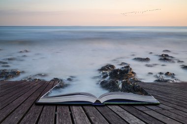 yaratıcı kavramı sayfalar kitap uzun pozlama, kayalık sho manzara