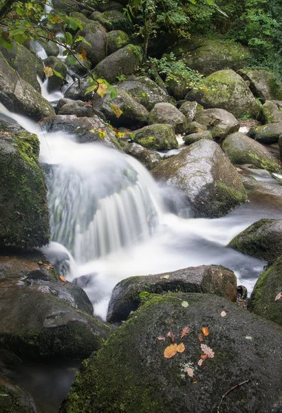 Paisaje de la cascada Becky Falls en el Parque Nacional Dartmoor Ing. —  Fotos de Stock