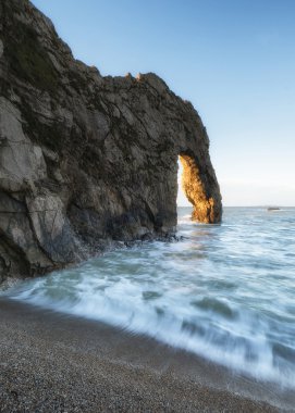 kış manzara sunrise durdle kapı unesco dünya mirası si
