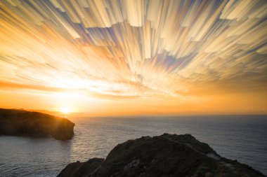 benzersiz soyut zaman sukut yığını gündoğumu peyzaj üzerinde kayalık co