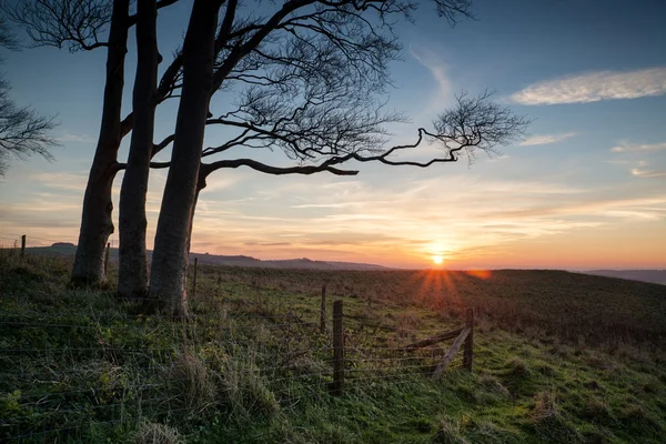 Tramonto autunnale sul paesaggio di campagna — Foto Stock