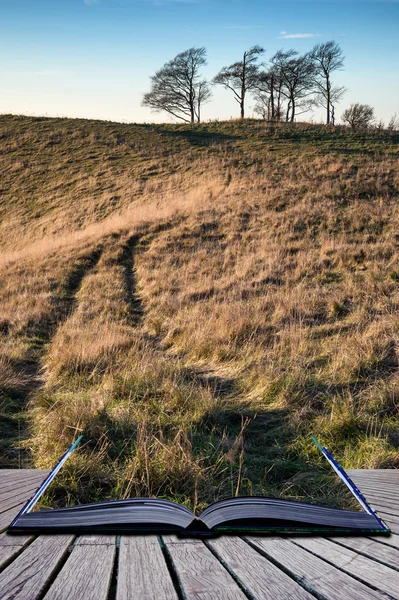 Herbst Sonnenuntergang über Landschaft kreatives Konzept — Stockfoto