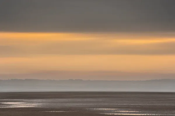 Beautiful Sunrise Landscape Image Talacre Beach Surnise Dramatic Sky Clouds — Stock Photo, Image