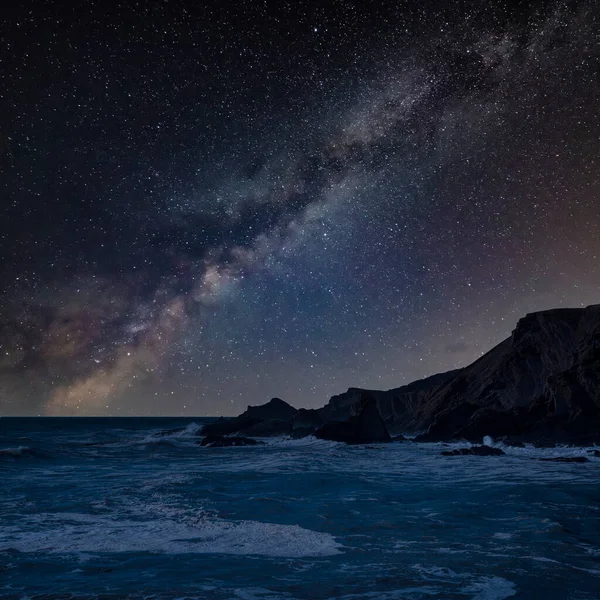 Digital Composite Image Milky Way Night Sky Beautiful Landscape Image — Stockfoto