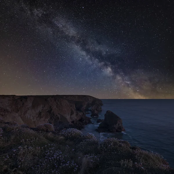 Atemberaubendes Landschaftsbild Während Der Goldenen Stunde Der Küste Cornwalls Den — Stockfoto