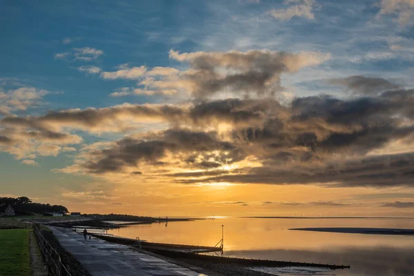 Episk Solnedgång Landskap Bild Solway Firth Sett Från Silloth Fantastisk — Stockfoto