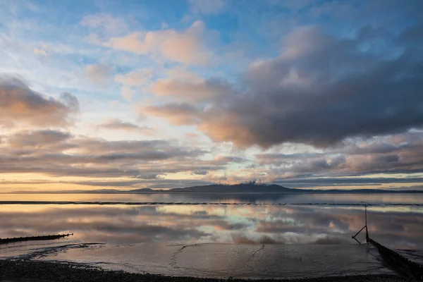 Epic Sunset Landscape Image Solway Firth Viewed Silloth Stunning Autumn — Stock Photo, Image