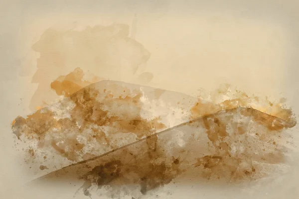 Цифровая Акварельная Живопись Красивого Пейзажа Зимнего Восхода Солнца Большого Хребта — стоковое фото