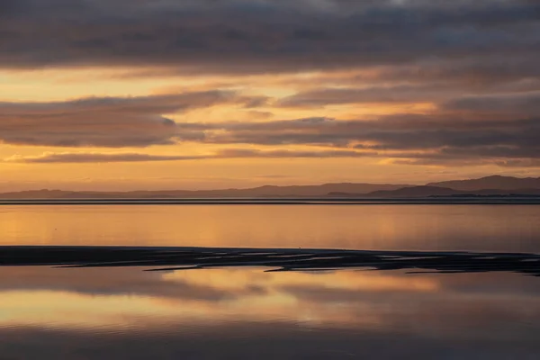 Epic Sunset Landscape Image Solway Firth Viewed Silloth Stunning Autumn — Stock Photo, Image