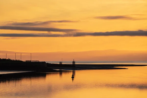 Epicki Zachód Słońca Krajobraz Obraz Solway Firth Oglądane Silloth Podczas — Zdjęcie stockowe