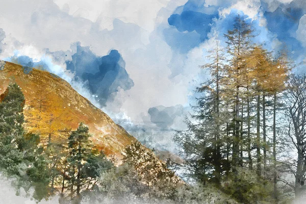 펠에서 수있는 주변의 언덕들을 디지털 페인팅 — 스톡 사진