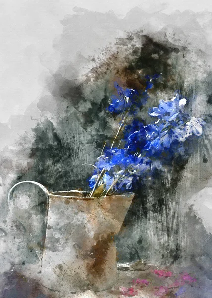 Digital Akvarellmålning Vacker Vintage Look Tillämpas Romantisk Blomma Och Trädgård — Stockfoto
