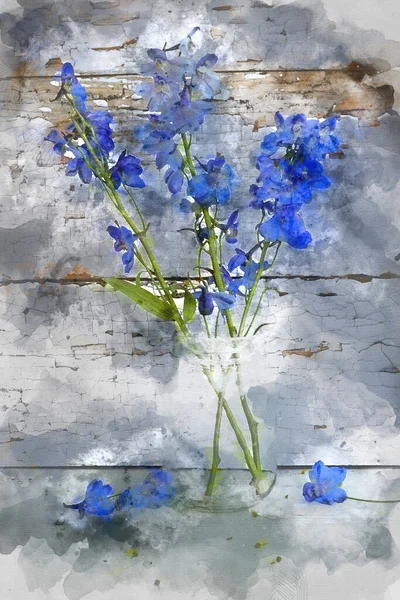 Cyfrowe Malarstwo Akwarelowe Piękny Vintage Wygląd Stosowane Romantycznych Kwiatów Ogrodu — Zdjęcie stockowe